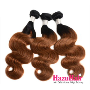 Body Wave HD Lace Closure 4x4 3 Bundles 1B30 Medium Auburn Two Tone With Dark Roots Human Hair 1