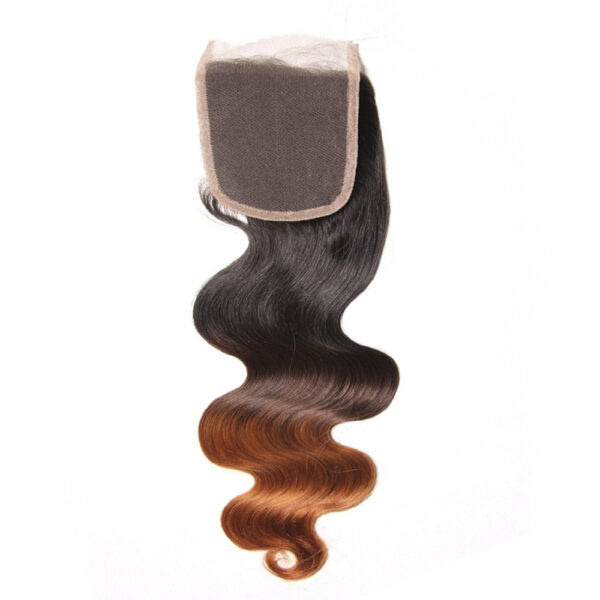 Body Wave HD Lace Closure 4x4 3 Bundles 1B30 Medium Auburn Two Tone With Dark Roots Human Hair 2