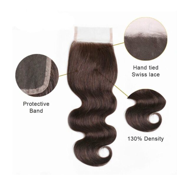 Body Wave HD Lace Closure 4x4 3 Bundles 4 Chocolate Brown Human Hair 3