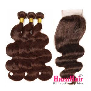 Body Wave HD Lace Closure 4x4 3 Bundles 4 Chocolate Brown Human Hair 5