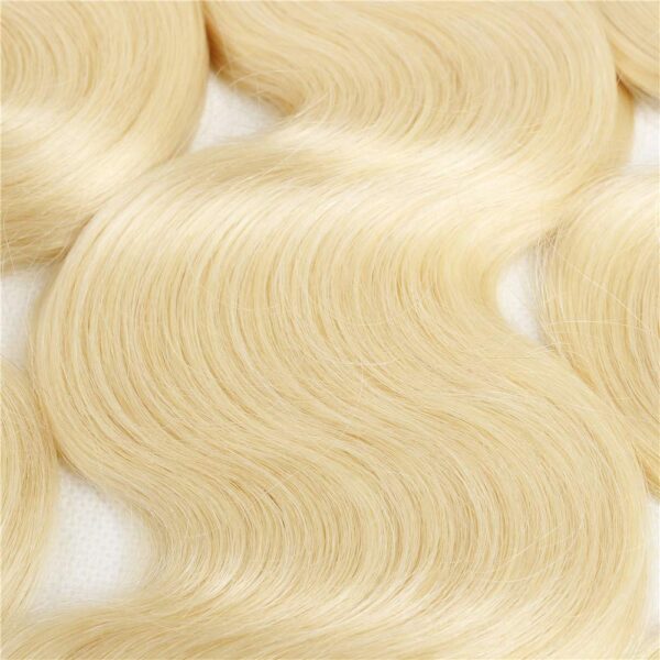 Body Wave HD Lace Closure 4x4 3 Bundles 613 Bleach Blonde Human Hair 5