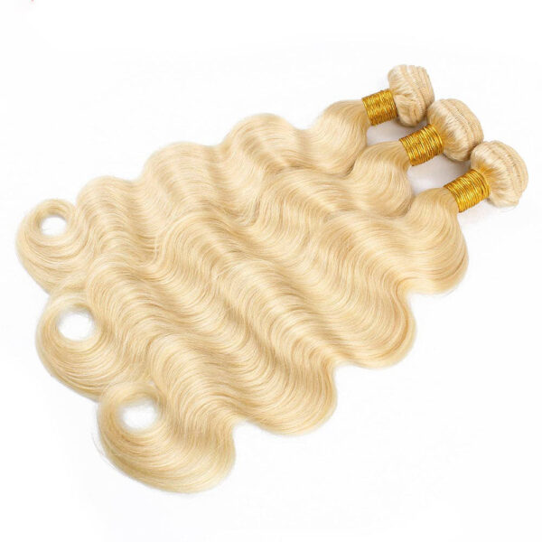 Body Wave HD Lace Closure 4x4 3 Bundles 613 Bleach Blonde Human Hair 7