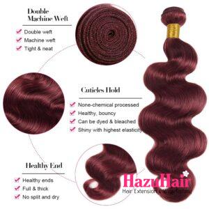 Body Wave HD Lace Closure 4x4 3 Bundles 99J Burgundy Dark Red Human Hair 1