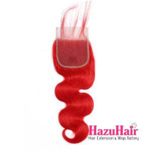 Body Wave HD Lace Closure 4x4 3 Bundles Bright Red Human Hair 3