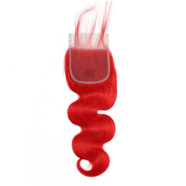 Body Wave HD Lace Closure 4x4 3 Bundles Bright Red Human Hair 3