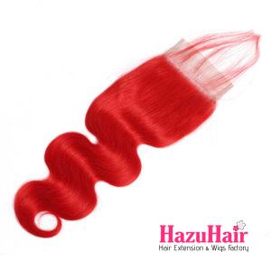 Body Wave HD Lace Closure 4x4 3 Bundles Bright Red Human Hair 4