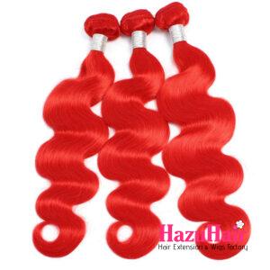 Body Wave HD Lace Closure 4x4 3 Bundles Bright Red Human Hair 5