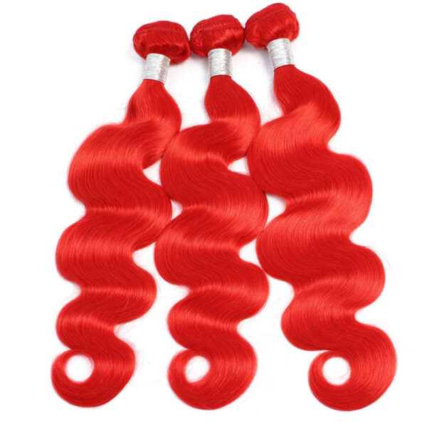 Body Wave HD Lace Closure 4x4 3 Bundles Bright Red Human Hair 5