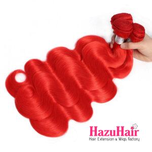 Body Wave HD Lace Closure 4x4 3 Bundles Bright Red Human Hair 7