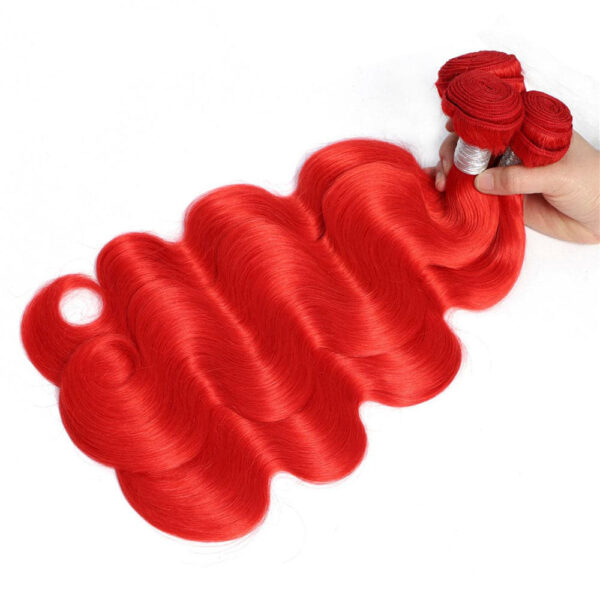 Body Wave HD Lace Closure 4x4 3 Bundles Bright Red Human Hair 7