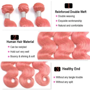 Body Wave Hair Bundle Light Pink Weave Hair Extensions 1