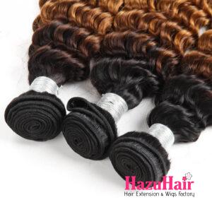 Deep Wave HD Lace Closure 4x4 3 Bundles 1B30 Medium Auburn Two Tone With Dark Roots Human Hair 2