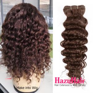 Deep Wave HD Lace Closure 4x4 3 Bundles 4 Chocolate Brown Human Hair