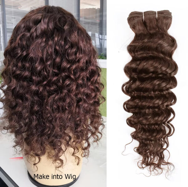 Deep Wave HD Lace Closure 4x4 3 Bundles 4 Chocolate Brown Human Hair