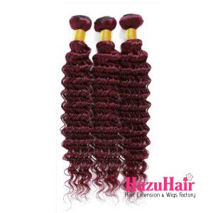 Deep Wave HD Lace Closure 4x4 3 Bundles 99J Burgundy Dark Red Human Hair 5