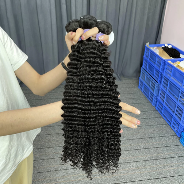 Deep Wave Hair Bundle Natural Black Color Weave Hair Extensions 1