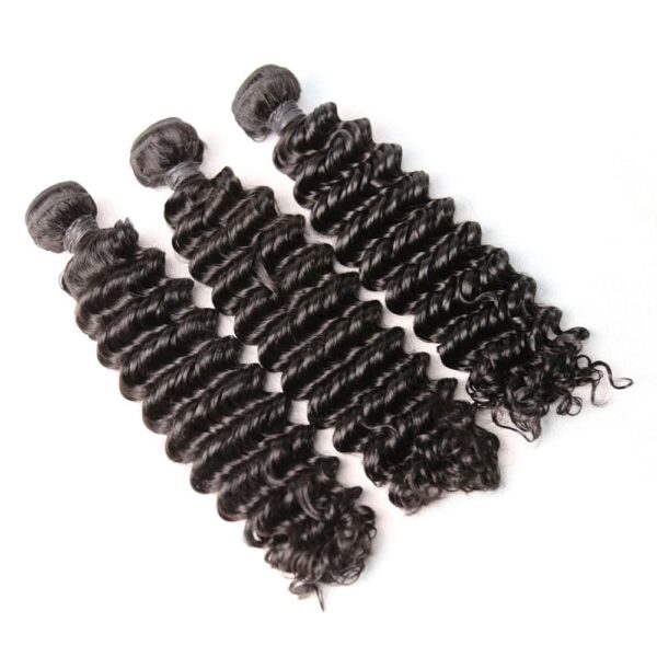 Deep Wave Hair Bundle Natural Black Color Weave Hair Extensions 2