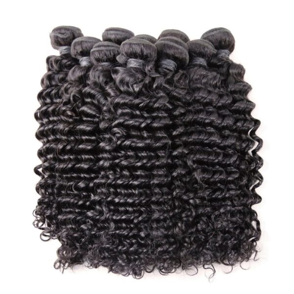 Deep Wave Hair Bundle Natural Black Color Weave Hair Extensions 5