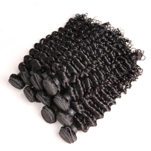 Deep Wave Hair Bundle Natural Black Color Weave Hair Extensions 6