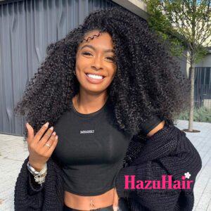 Kinky Curly HD Lace Closure 4x4 3 Bundles Natural Black Human Hair 6