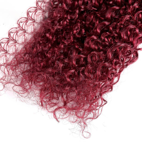 Kinky Curly Hair Bundles 1B 99J Burgundy With Dark Roots Weave Hair Extensions 4