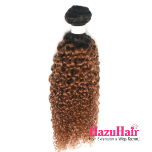 Kinky Curly Hair Bundles 1B30 Auburn Brown With Dark Roots Weave Hair Extensions 2