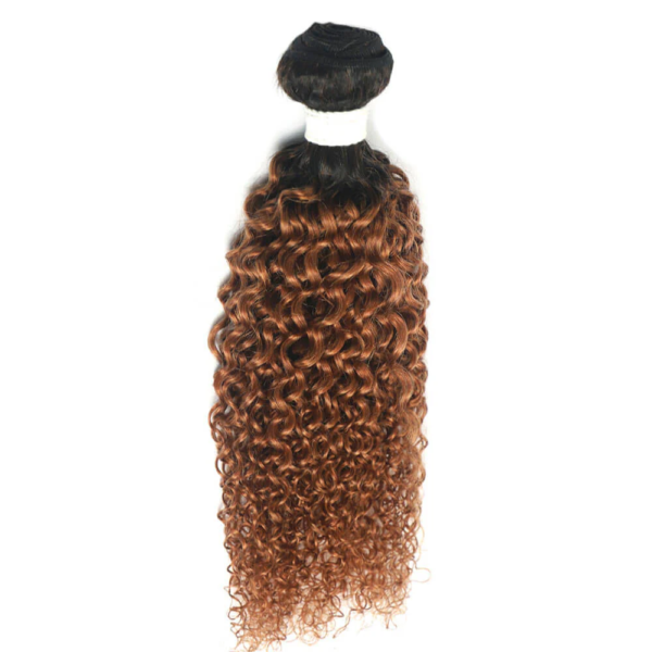 Kinky Curly Hair Bundles 1B30 Auburn Brown With Dark Roots Weave Hair Extensions 2