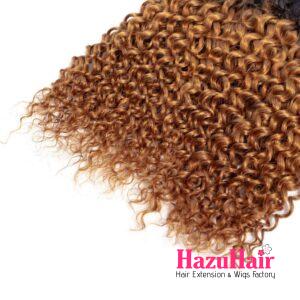 Kinky Curly Hair Bundles 1B30 Auburn Brown With Dark Roots Weave Hair Extensions 3