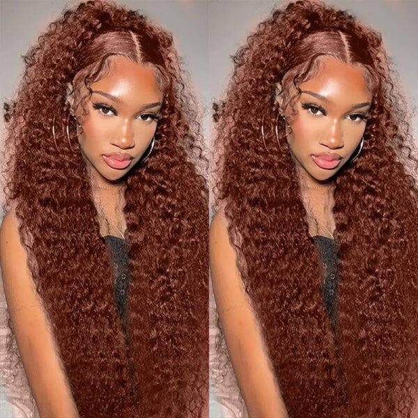 Kinky Curly Hair Bundles 33 Dark Auburn Weave Hair Extensions 3