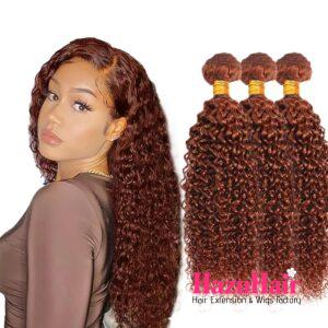 Kinky Curly Hair Bundles 33 Dark Auburn Weave Hair Extensions 4