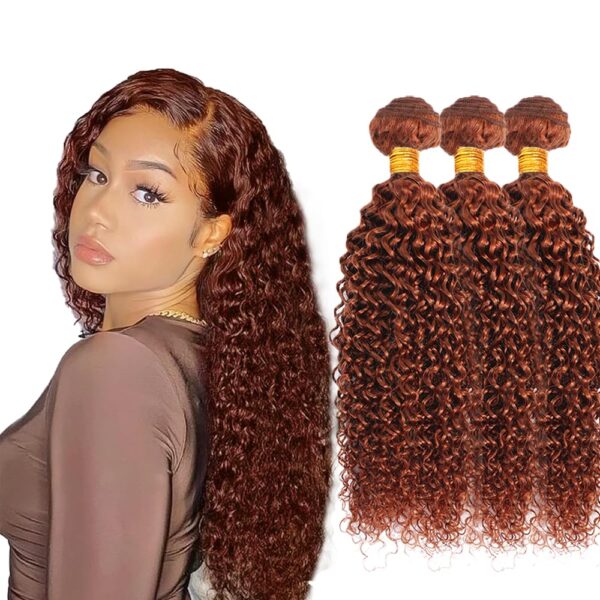 Kinky Curly Hair Bundles 33 Dark Auburn Weave Hair Extensions 4