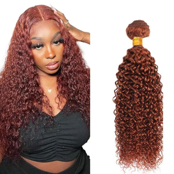 Kinky Curly Hair Bundles 33 Dark Auburn Weave Hair Extensions 5