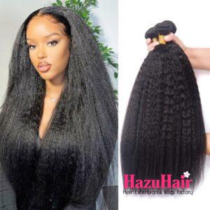 Kinky Straight HD Lace Closure 4x4 3 Bundles Natural Black Human Hair 1