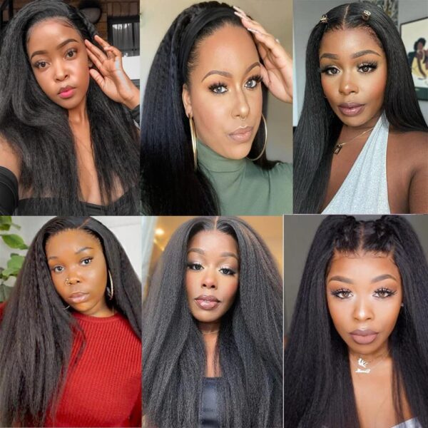 Kinky Straight HD Lace Closure 4x4 3 Bundles Natural Black Human Hair 2