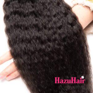 Kinky Straight HD Lace Closure 4x4 3 Bundles Natural Black Human Hair 5