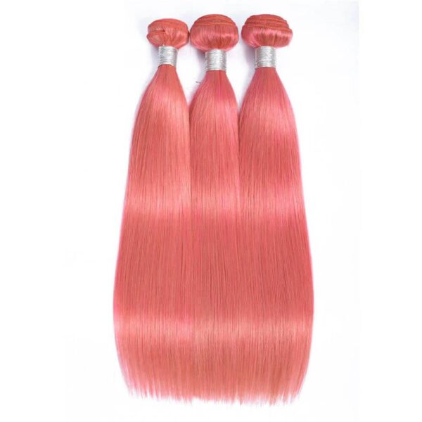 Light Pink Hair Color Straight Human Hair Bundle Deals Bright Pink Hair Weaves Sew In SISDORE 1