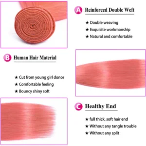 Light Pink Hair Color Straight Human Hair Bundle Deals Bright Pink Hair Weaves Sew In SISDORE 2 600x600