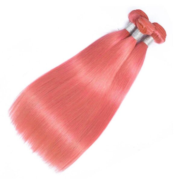 Light Pink Hair Color Straight Human Hair Bundle Deals Bright Pink Hair Weaves Sew In SISDORE 8