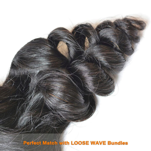 Loose Wave Brazilian HD Lace Closure 4x4 3 Bundles Natural Black Human Hair 1