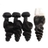 Loose Wave Brazilian HD Lace Closure 4x4 3 Bundles Natural Black Human Hair 6