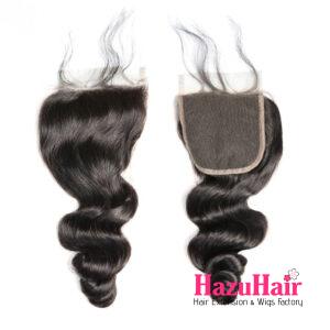 Loose Wave Brazilian HD Lace Closure 4x4 3 Bundles Natural Black Human Hair 8