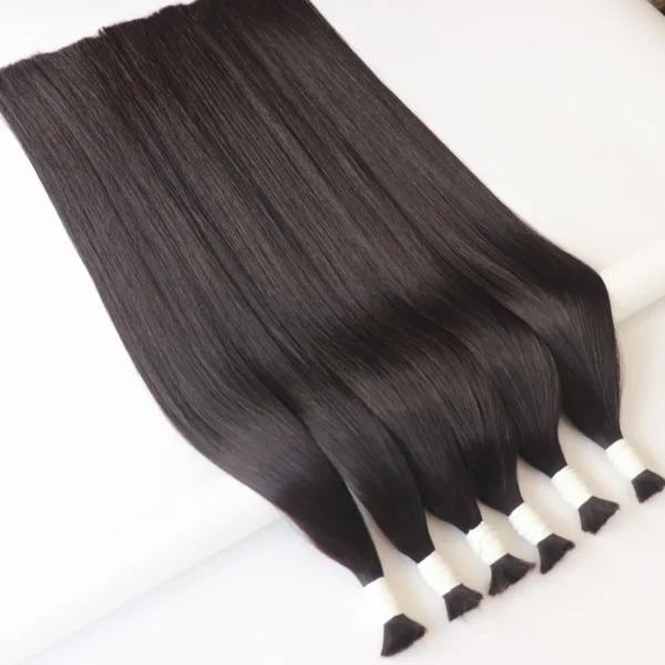 Raw Vietnamese Hair Bone Straight Natural Black Bulk Hair Extensions 2