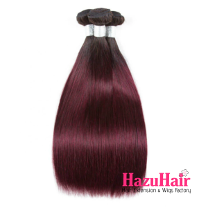 Straight HD Lace Closure 4x4 3 Bundles 1B99J Burgundy Dark Wine With Dark Roots Human Hair 1