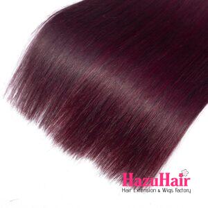 Straight HD Lace Closure 4x4 3 Bundles 1B99J Burgundy Dark Wine With Dark Roots Human Hair 2