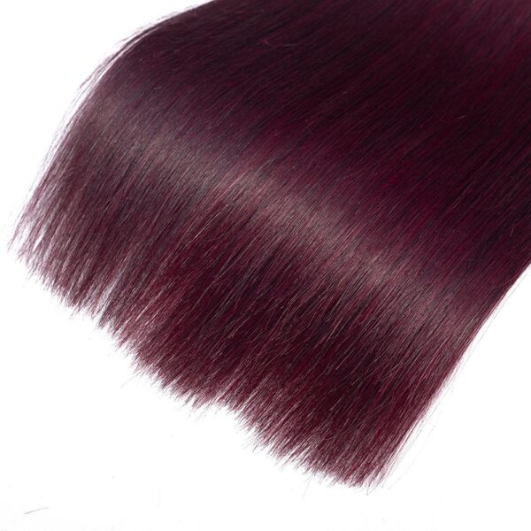 Straight HD Lace Closure 4x4 3 Bundles 1B99J Burgundy Dark Wine With Dark Roots Human Hair 2