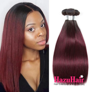 Straight HD Lace Closure 4x4 3 Bundles 1B99J Burgundy Dark Wine With Dark Roots Human Hair 4