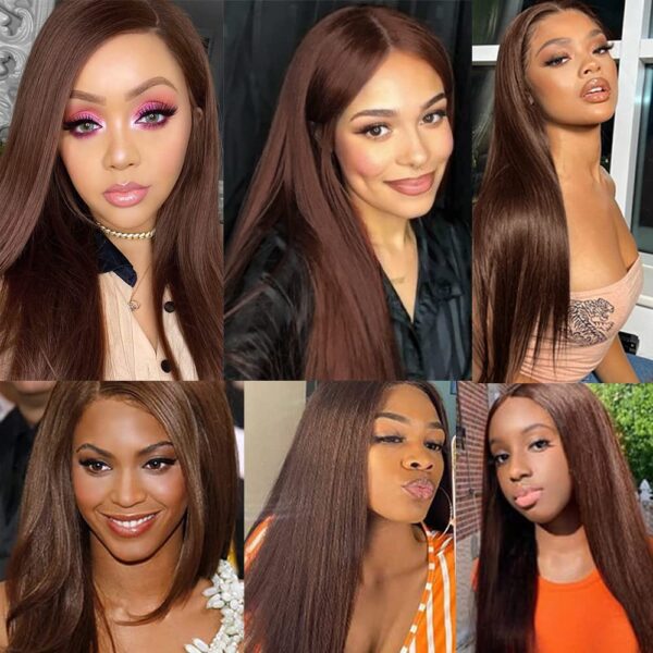 Straight HD Lace Closure 4x4 3 Bundles 4 Chocolate Brown 2