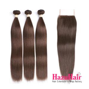 Straight HD Lace Closure 4x4 3 Bundles 4 Chocolate Brown 3