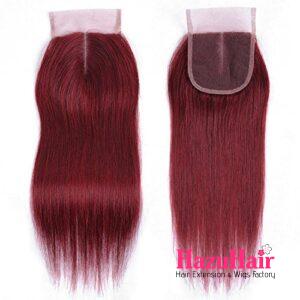 Straight HD Lace Closure 4x4 3 Bundles 99J Burgundy Dark Red Human Hair 1