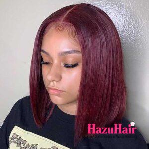 Straight HD Lace Closure 4x4 3 Bundles 99J Burgundy Dark Red Human Hair 3